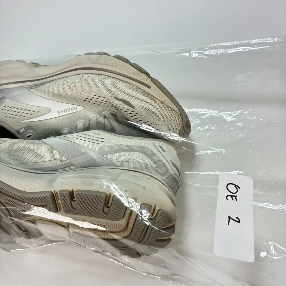 Brooks Ghost 15 Oyster Alloy White Road Running Shoes 1203801B112 Women's Sz 9.5
